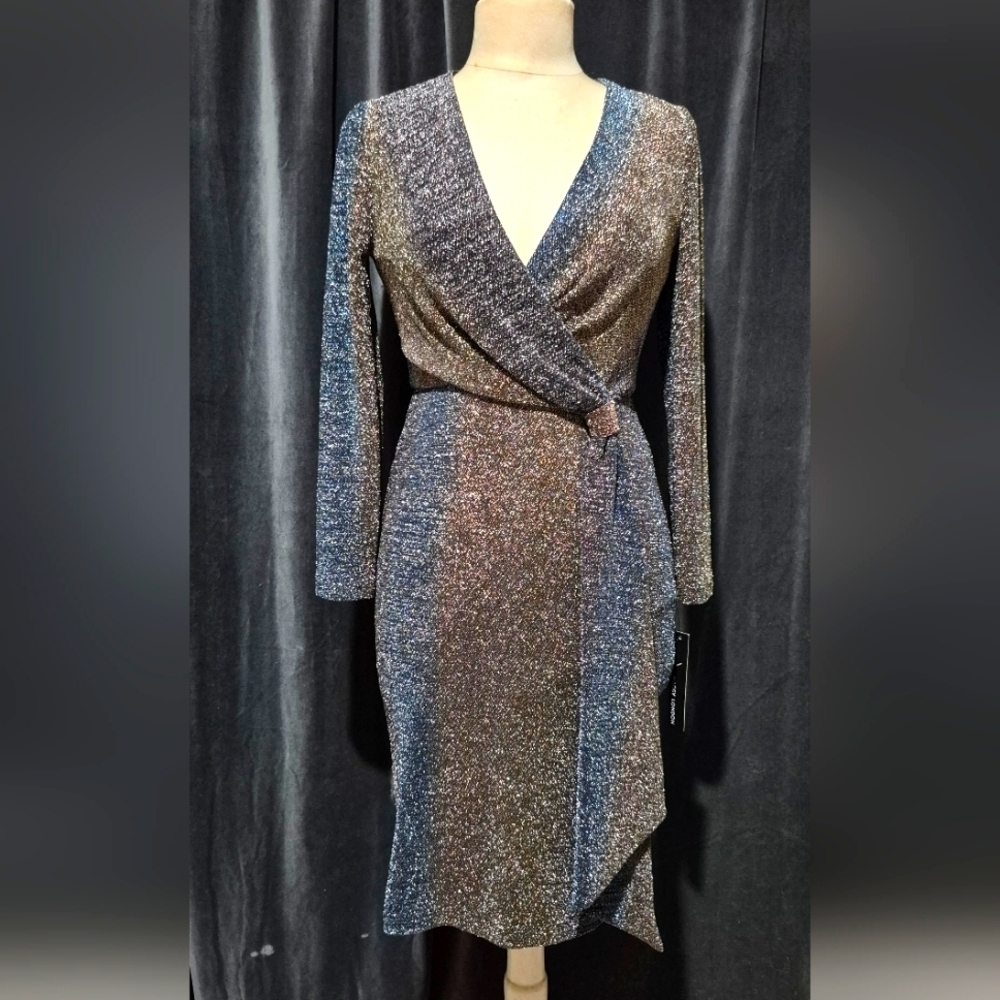 Maggy London Elegant Multicolor Wrap Dress
